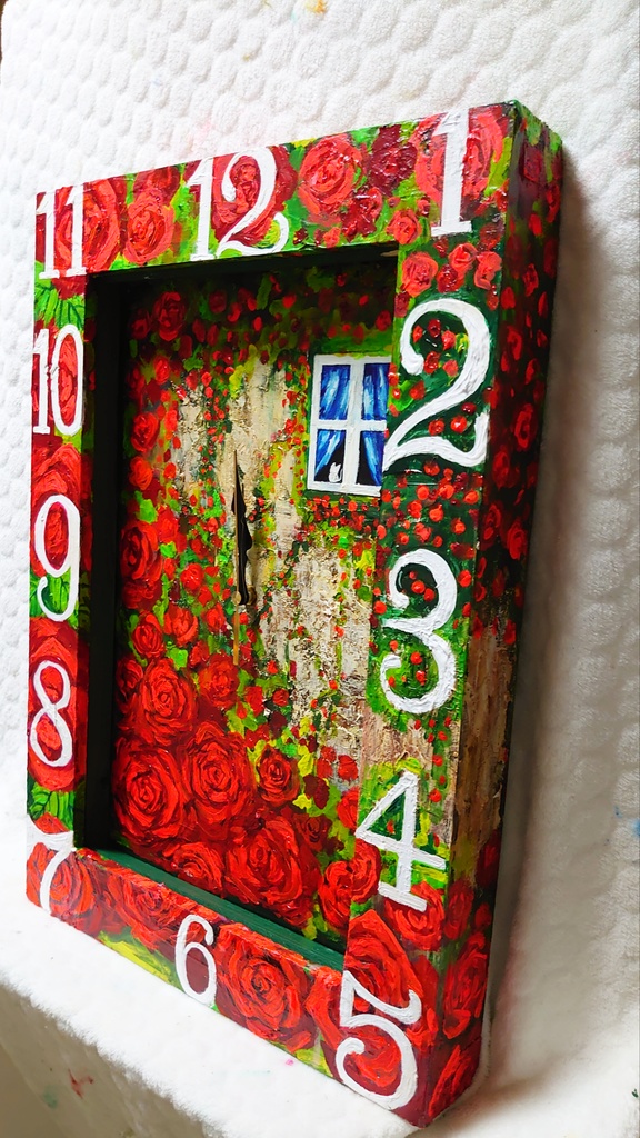 油絵 薔薇の時計