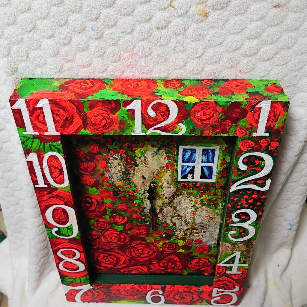油絵 薔薇の時計