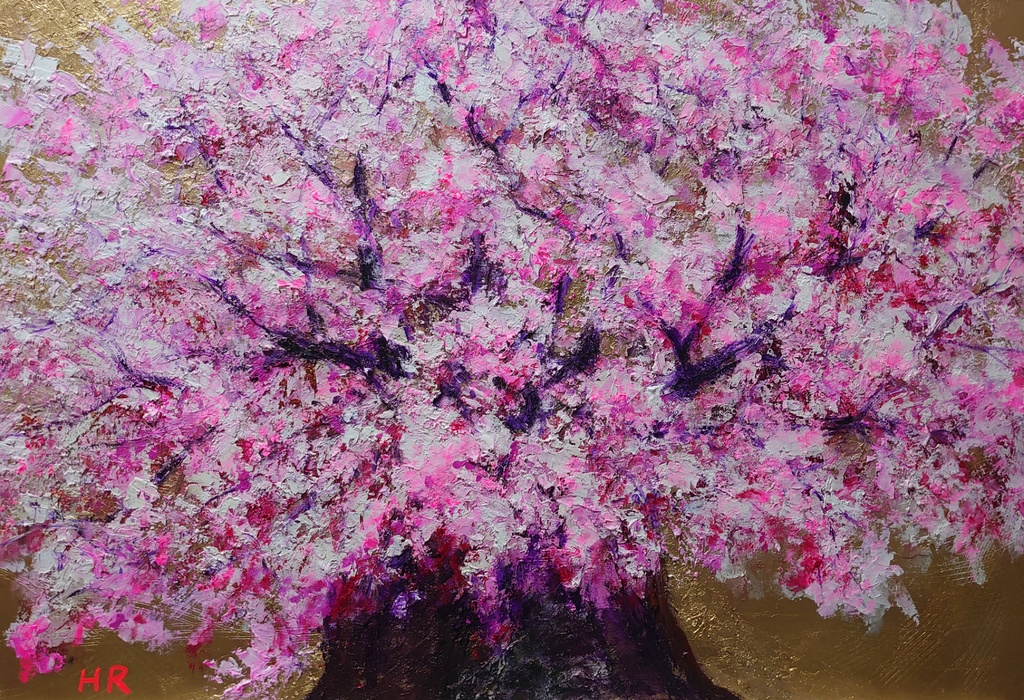 油絵 桜大樹