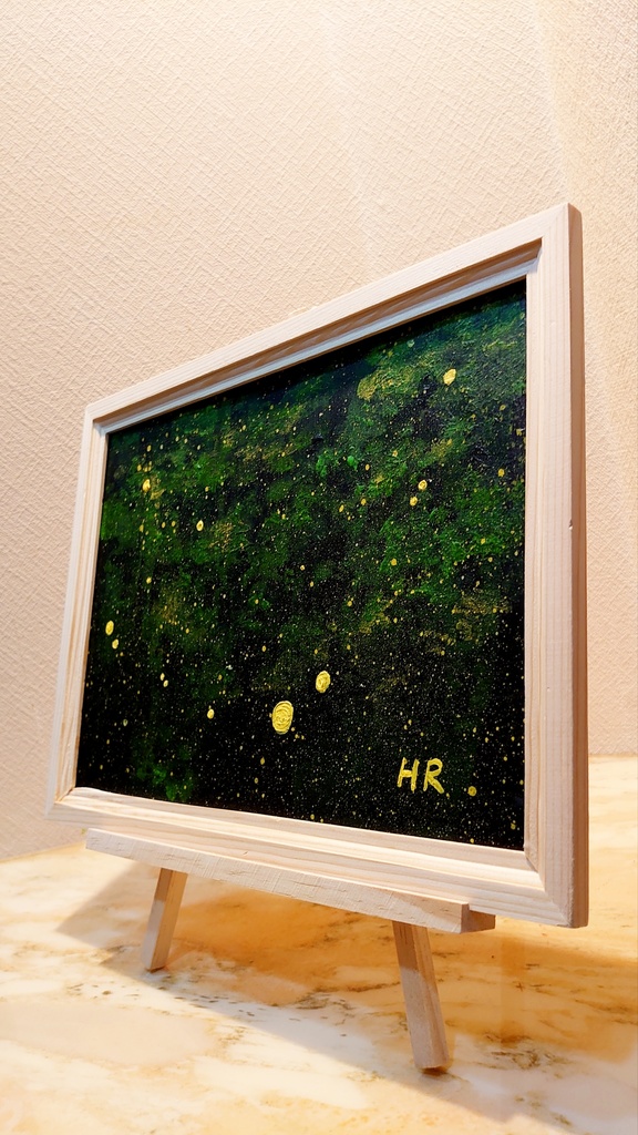 油絵 蛍の夜ノ森