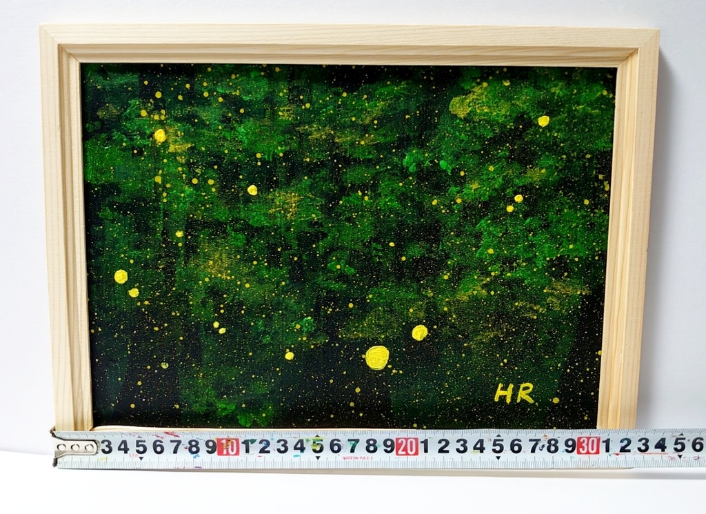 油絵 蛍の夜ノ森