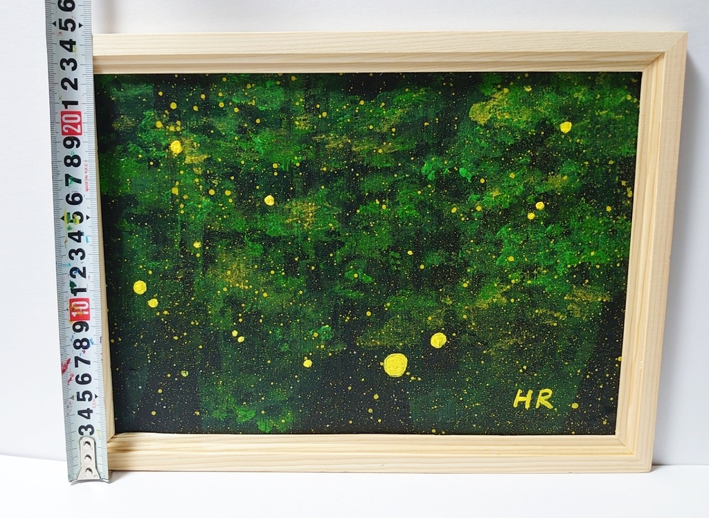 油絵 蛍の夜ノ森