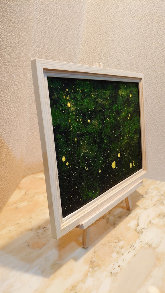 油絵 蛍の夜ノ森
