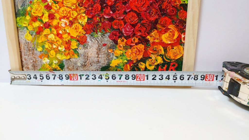 油絵 ベランダの薔薇