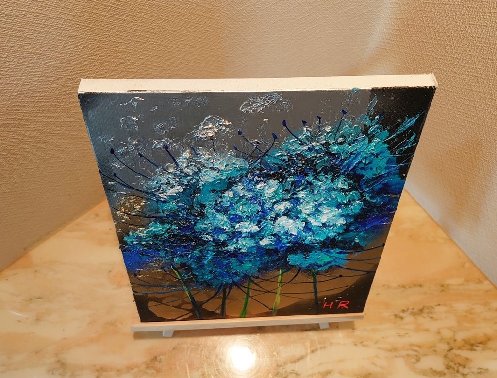 油絵 青い彼岸花