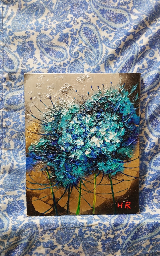 油絵 青い彼岸花