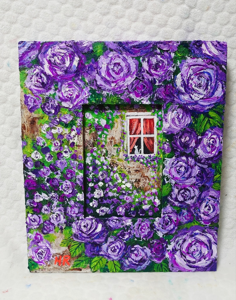 油絵 猫と紫薔薇 - arashi1783 - BOOTH