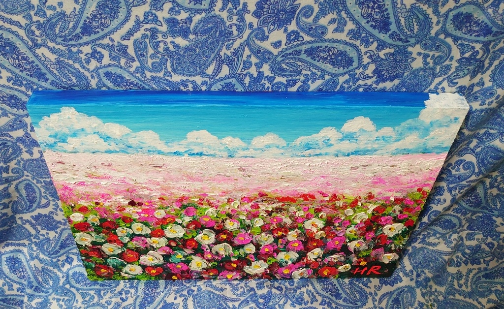 油絵 花畑