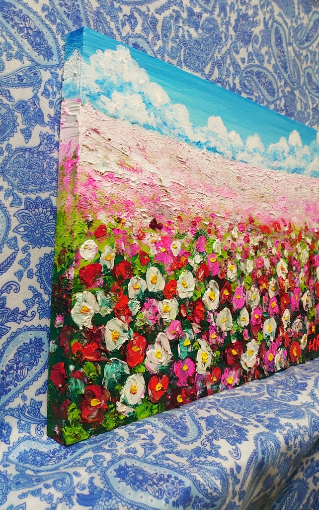 油絵 花畑