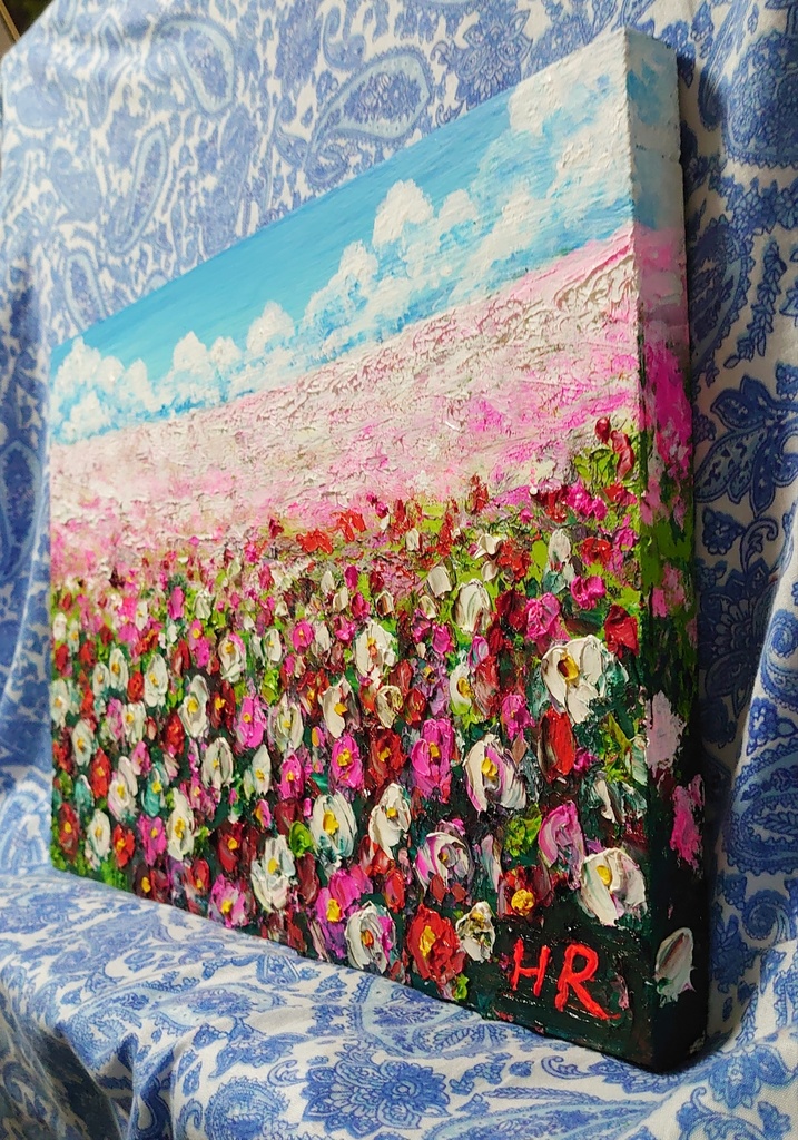 油絵 花畑