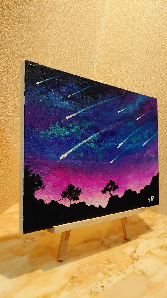 油絵 流れ星