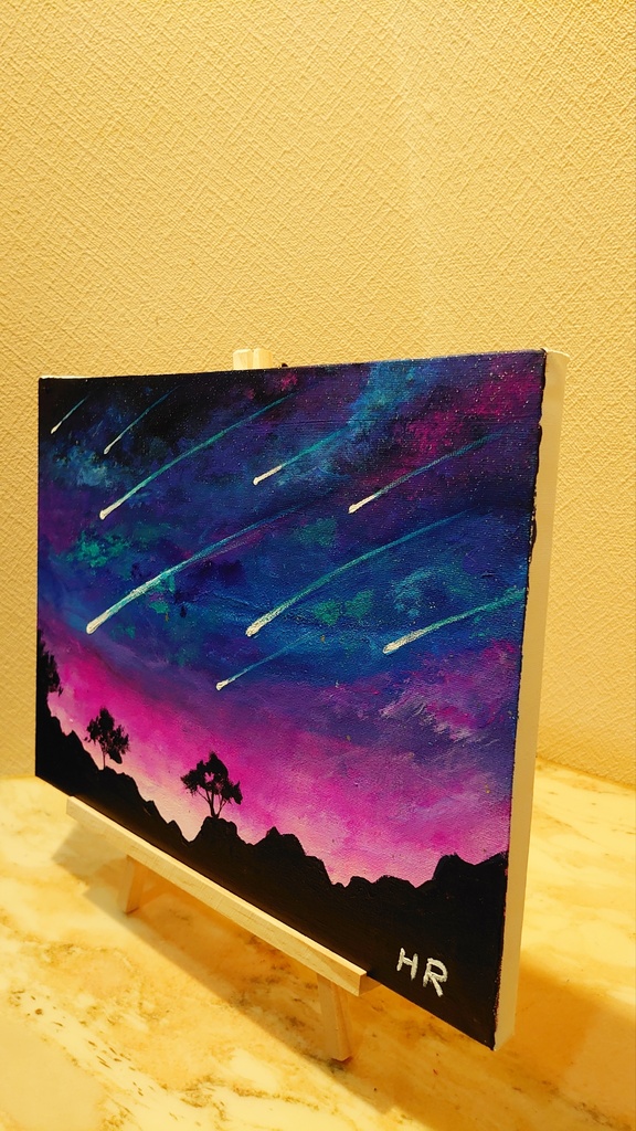 油絵 流れ星