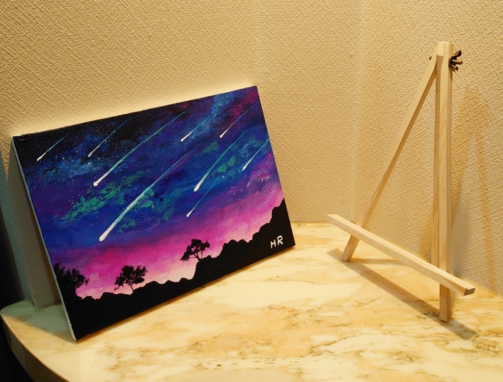 油絵 流れ星