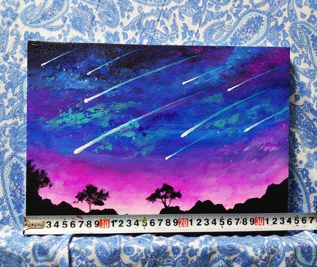 油絵 流れ星