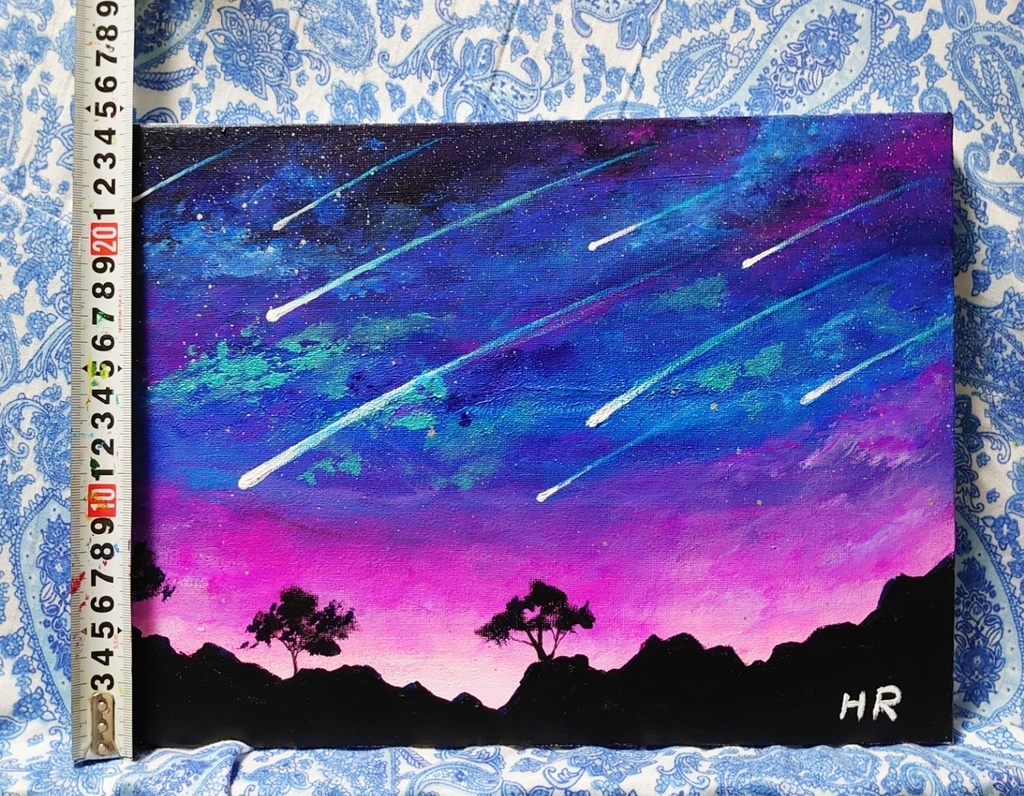 油絵 流れ星