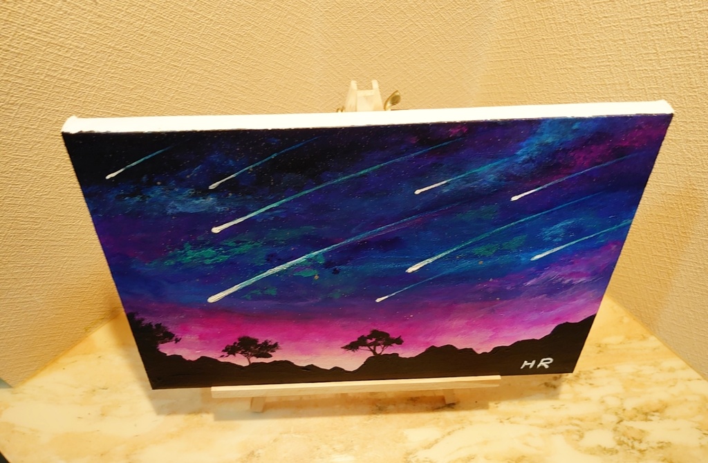油絵 流れ星