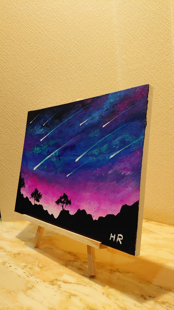 油絵 流れ星