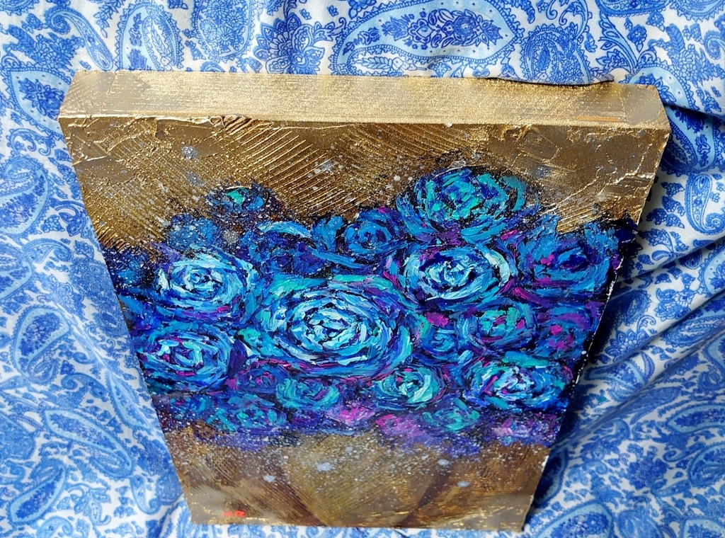 油絵 青い薔薇
