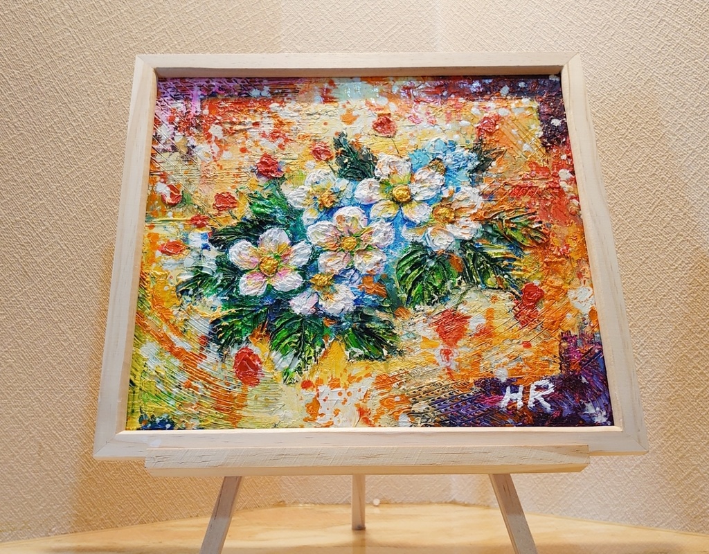 油絵 ストロベリーの花