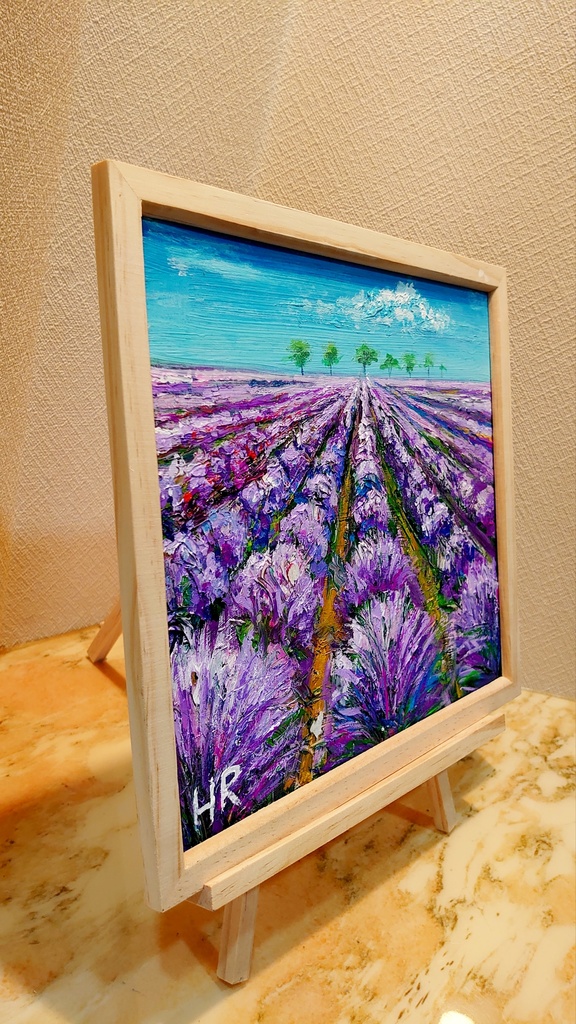 油絵 ラベンダー畑【色紙】