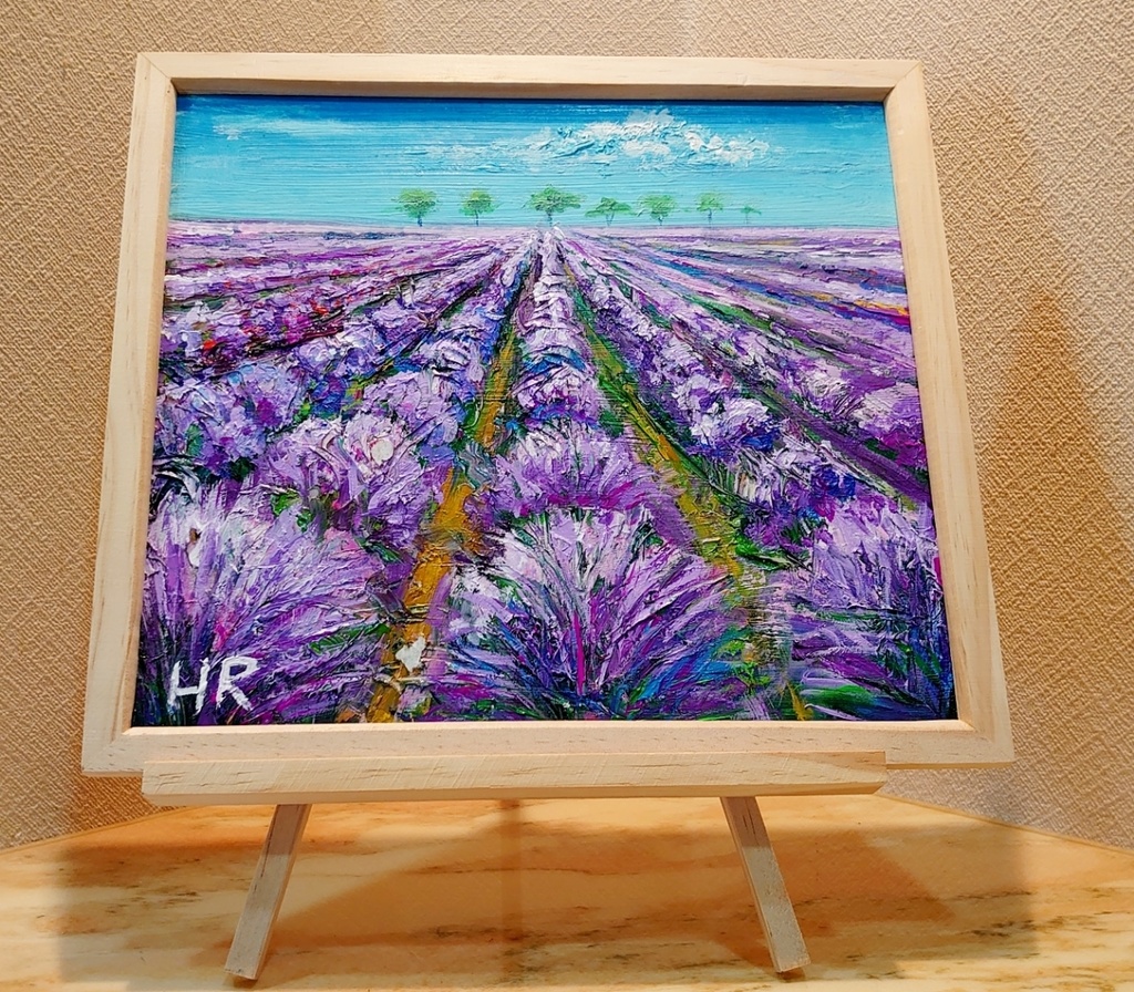 油絵 ラベンダー畑【色紙】