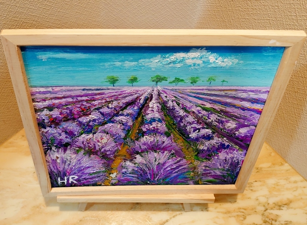 油絵 ラベンダー畑【色紙】