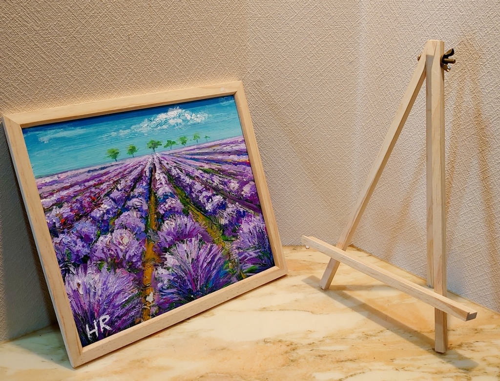 油絵 ラベンダー畑【色紙】