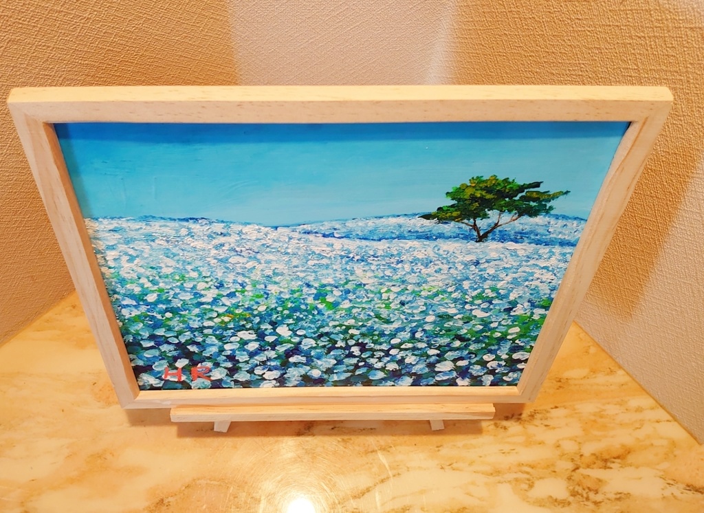 油絵 ネモフィラ