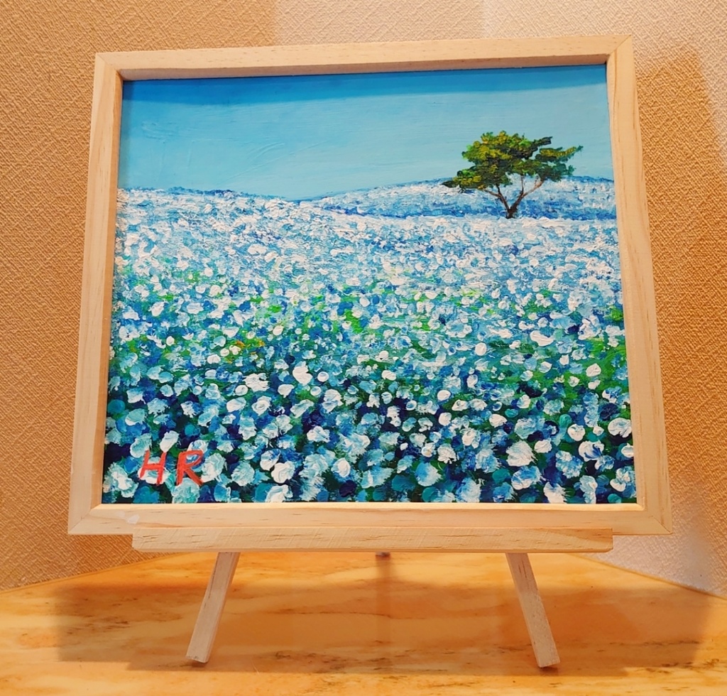 油絵 ネモフィラ