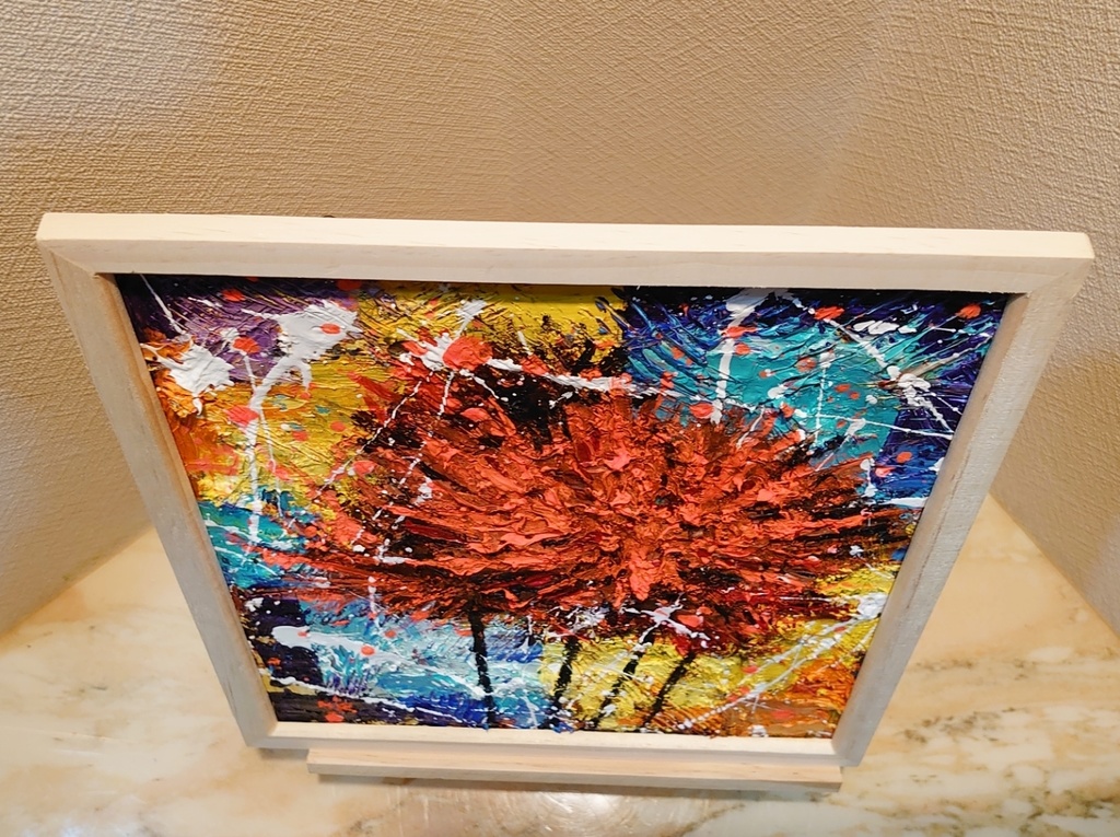 油絵 彼岸花【色紙】