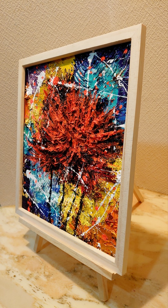 油絵 彼岸花【色紙】