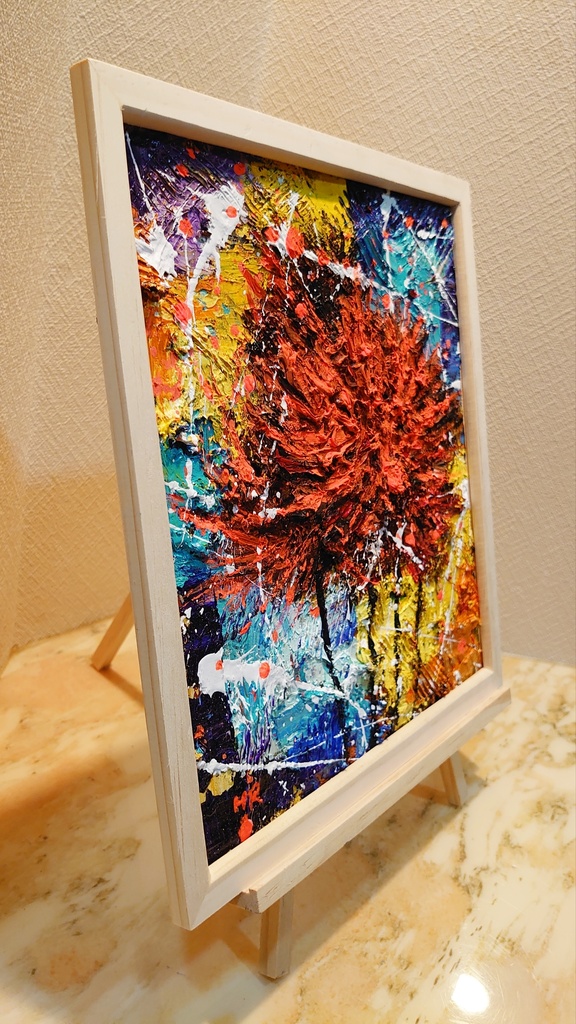 油絵 彼岸花【色紙】