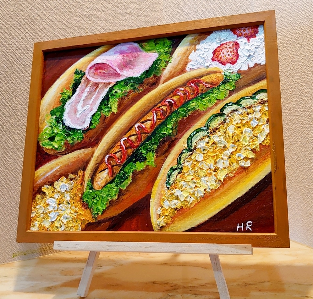 油絵 コッペパンサンド