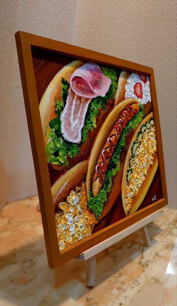 油絵 コッペパンサンド