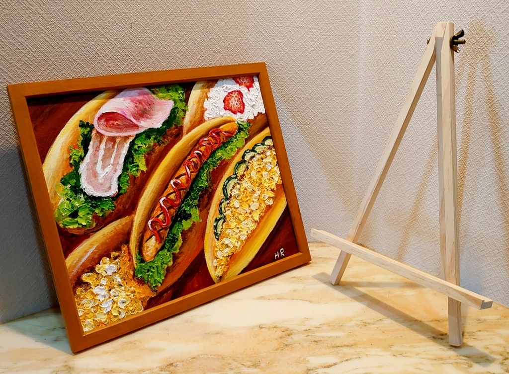 油絵 コッペパンサンド