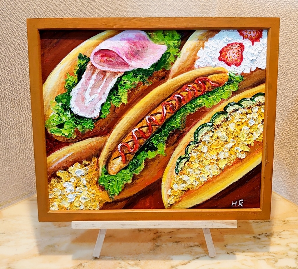 油絵 コッペパンサンド