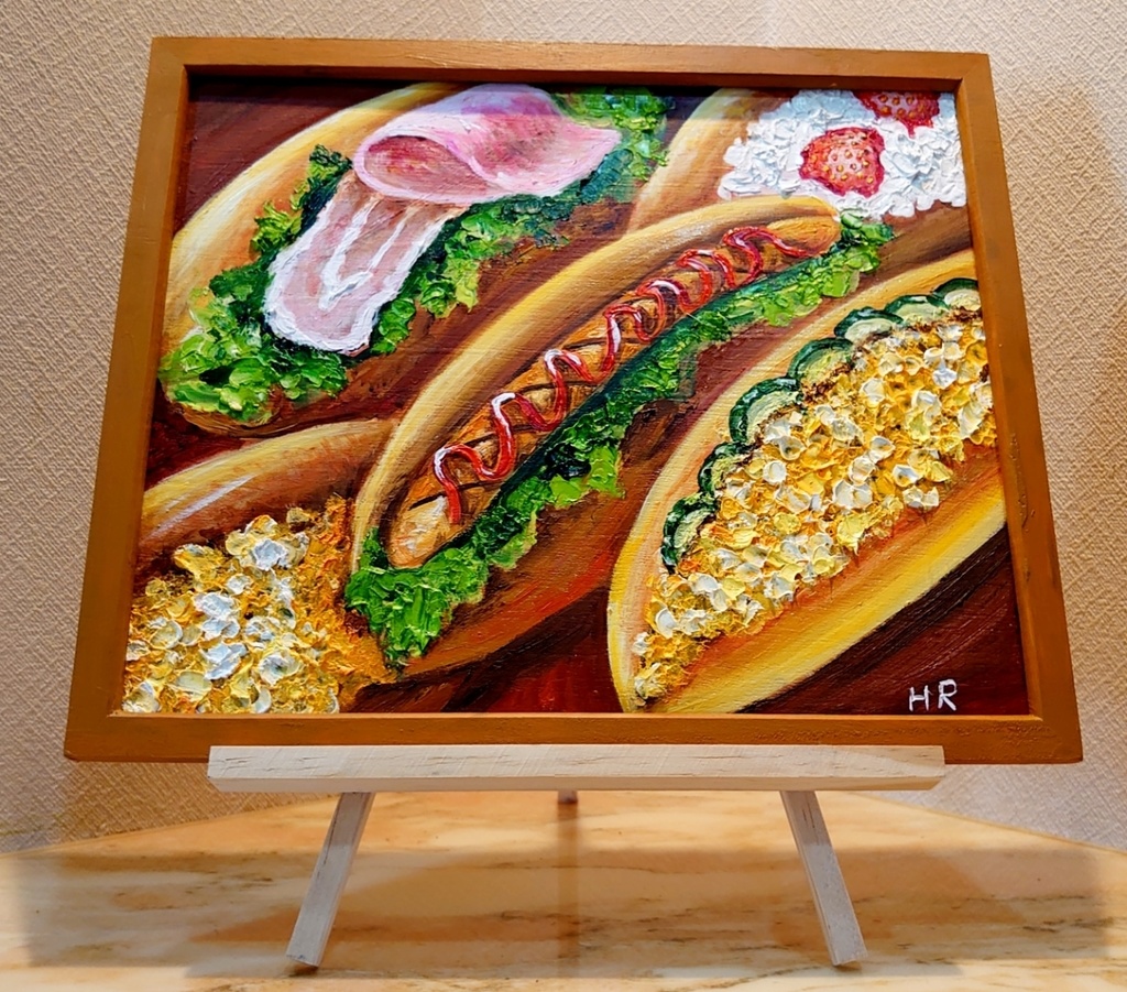 油絵 コッペパンサンド