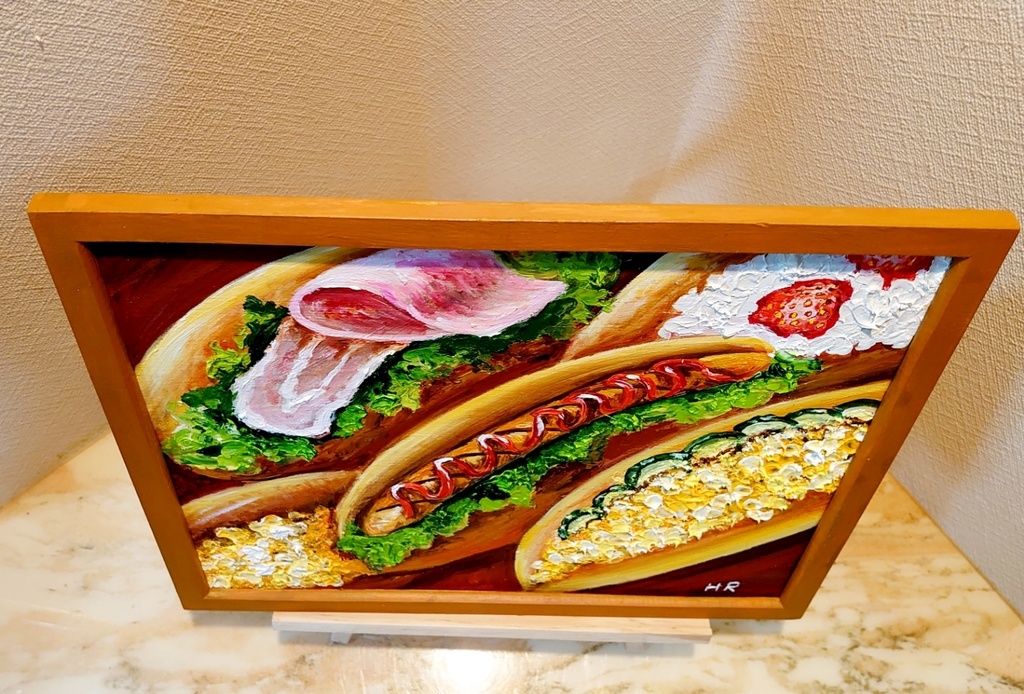 油絵 コッペパンサンド