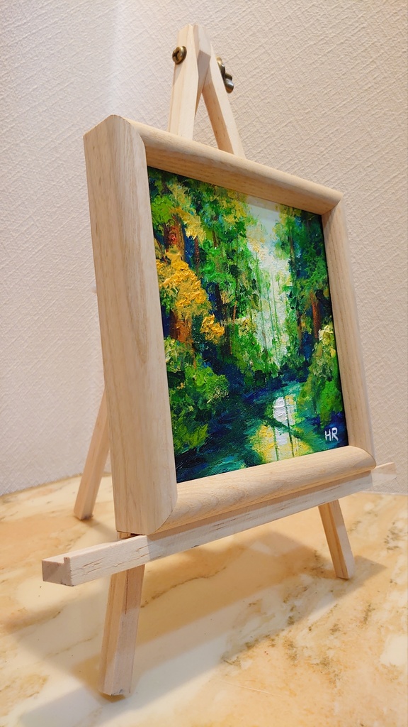 ミニ絵画【新緑の湖】