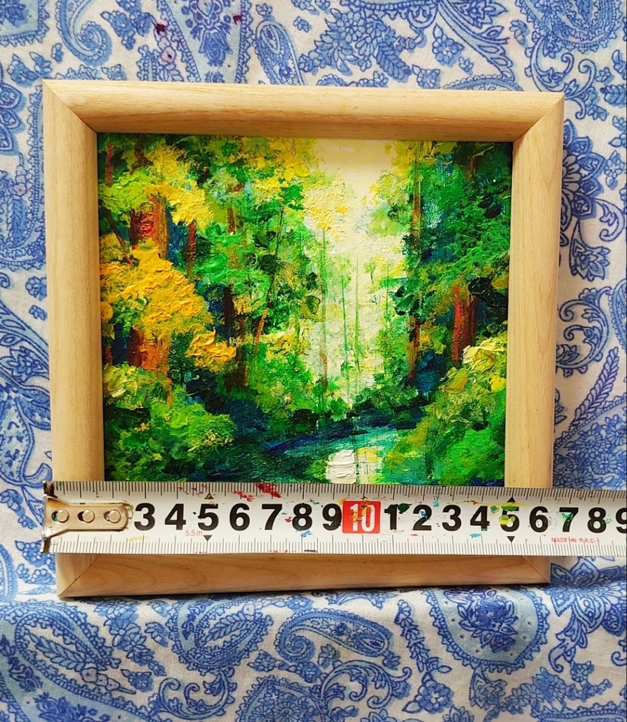 ミニ絵画【新緑の湖】