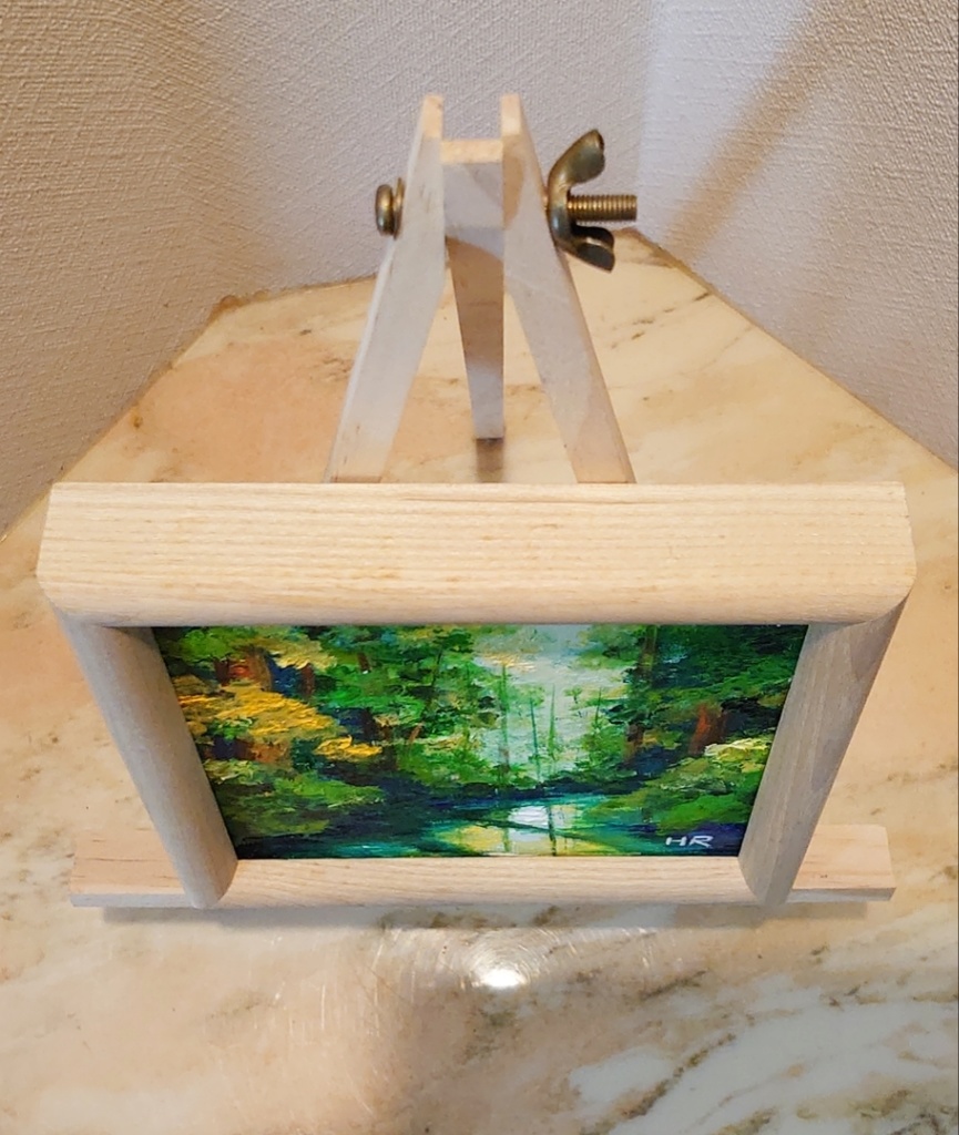 ミニ絵画【新緑の湖】