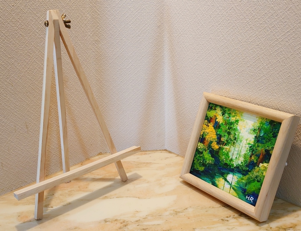 ミニ絵画【新緑の湖】