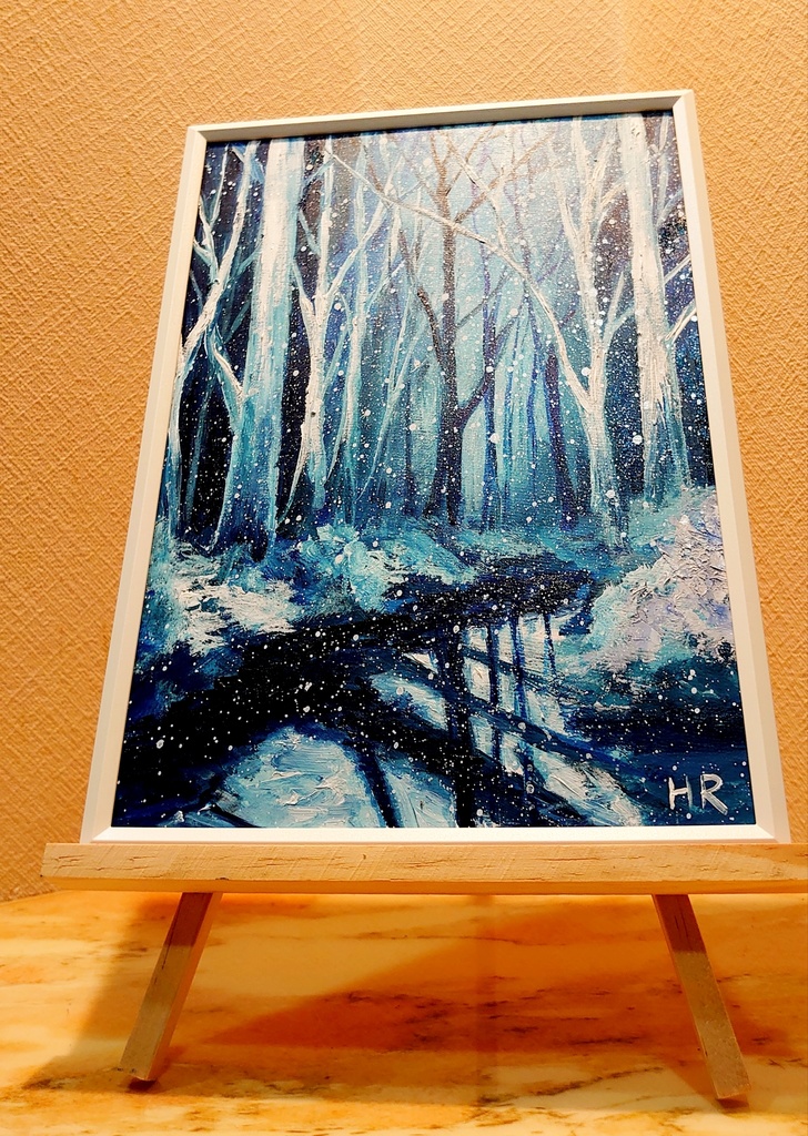 絵画「朝方の民家」F3・油彩画・原画・裏紐付き-