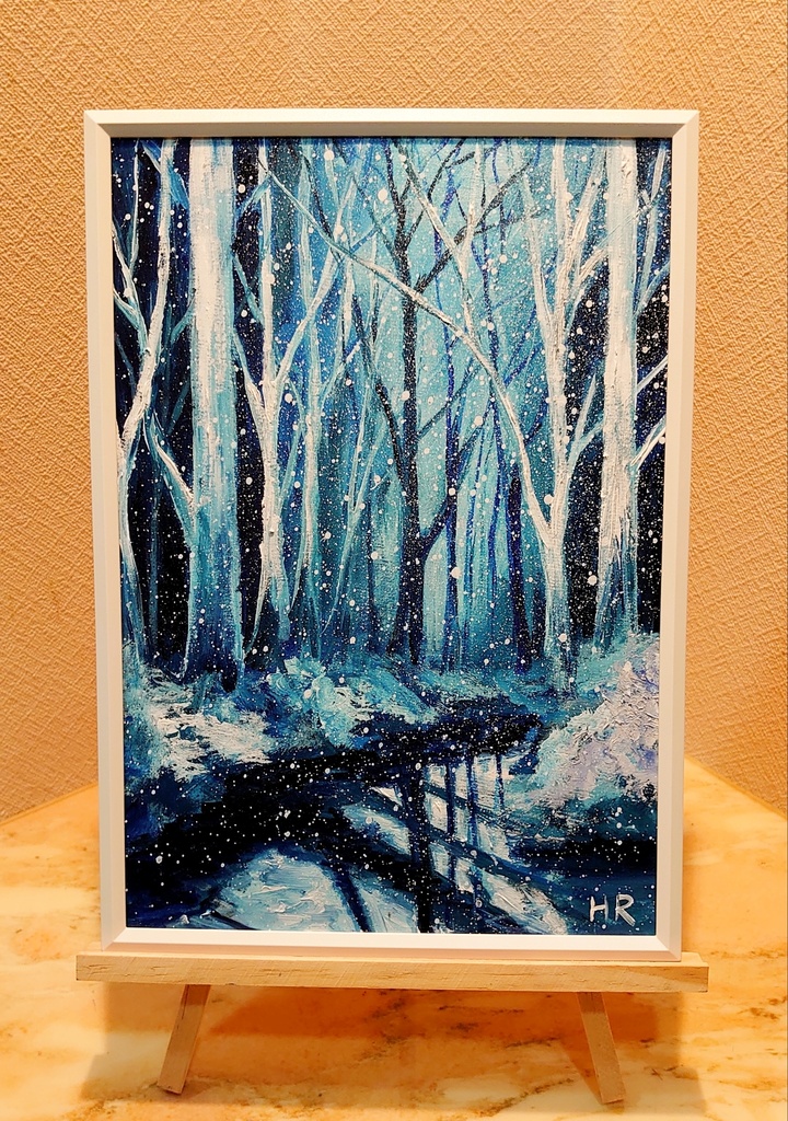 絵画 油絵 風景画 越後 雪景色 ミニ美 - 美術品