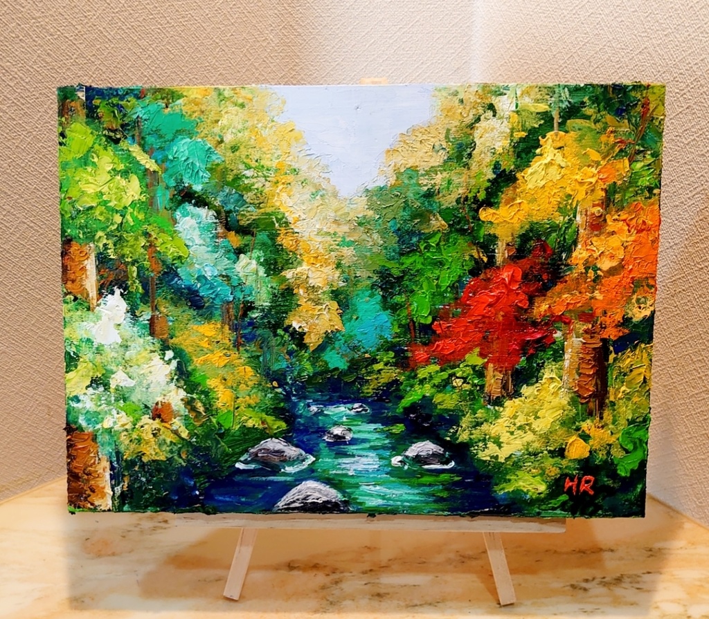 佐々木長政 F4 北海道の風景 日本の風景 大沼公園 油絵 キャンバス画 