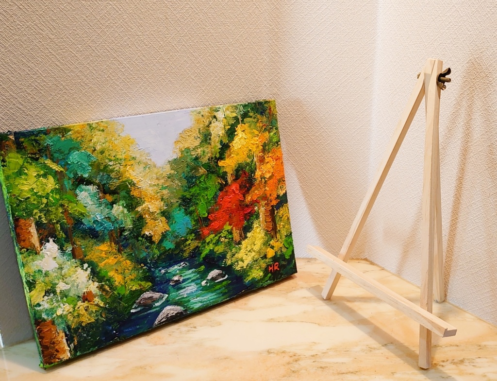 油絵 森の風景【F4号木製】