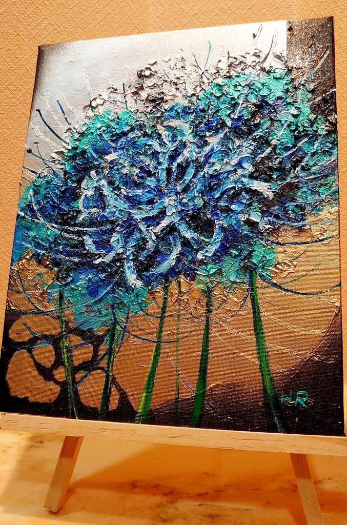 油絵 青い彼岸花