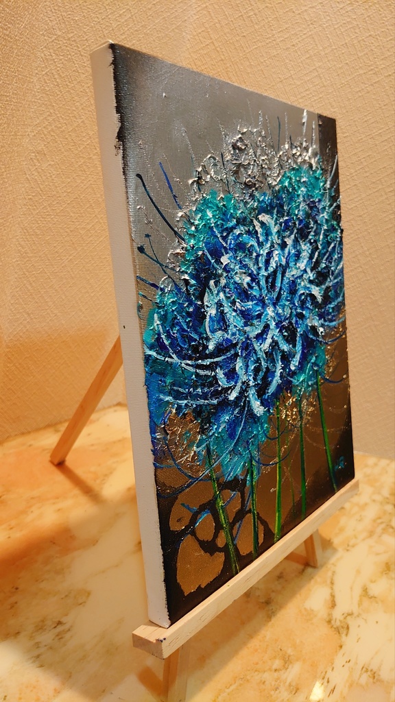 油絵 青い彼岸花