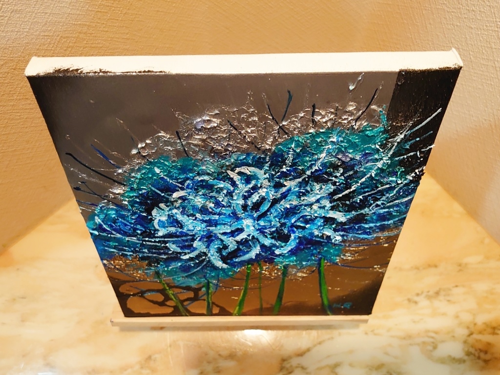 油絵 青い彼岸花