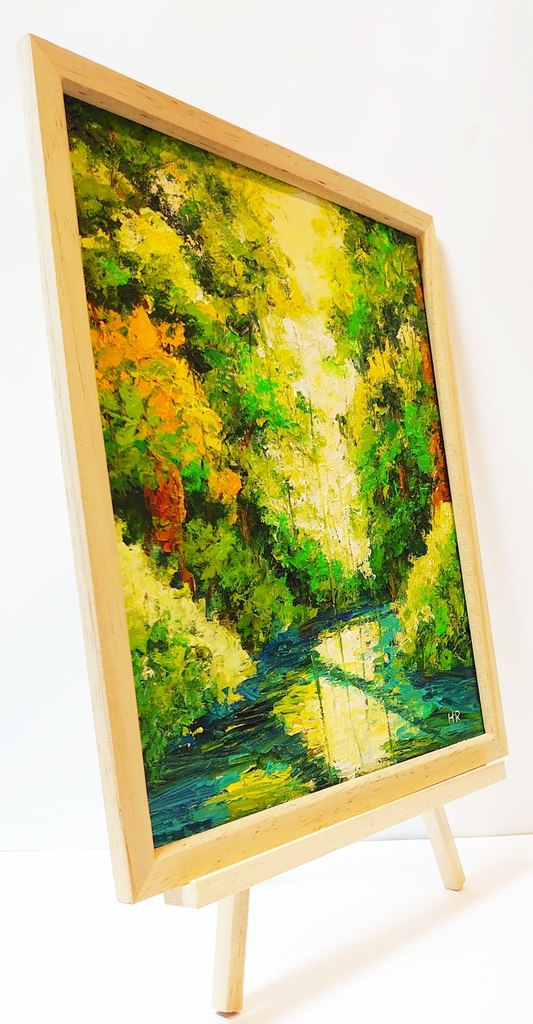 油絵 絵画 森の湖【四切木製】